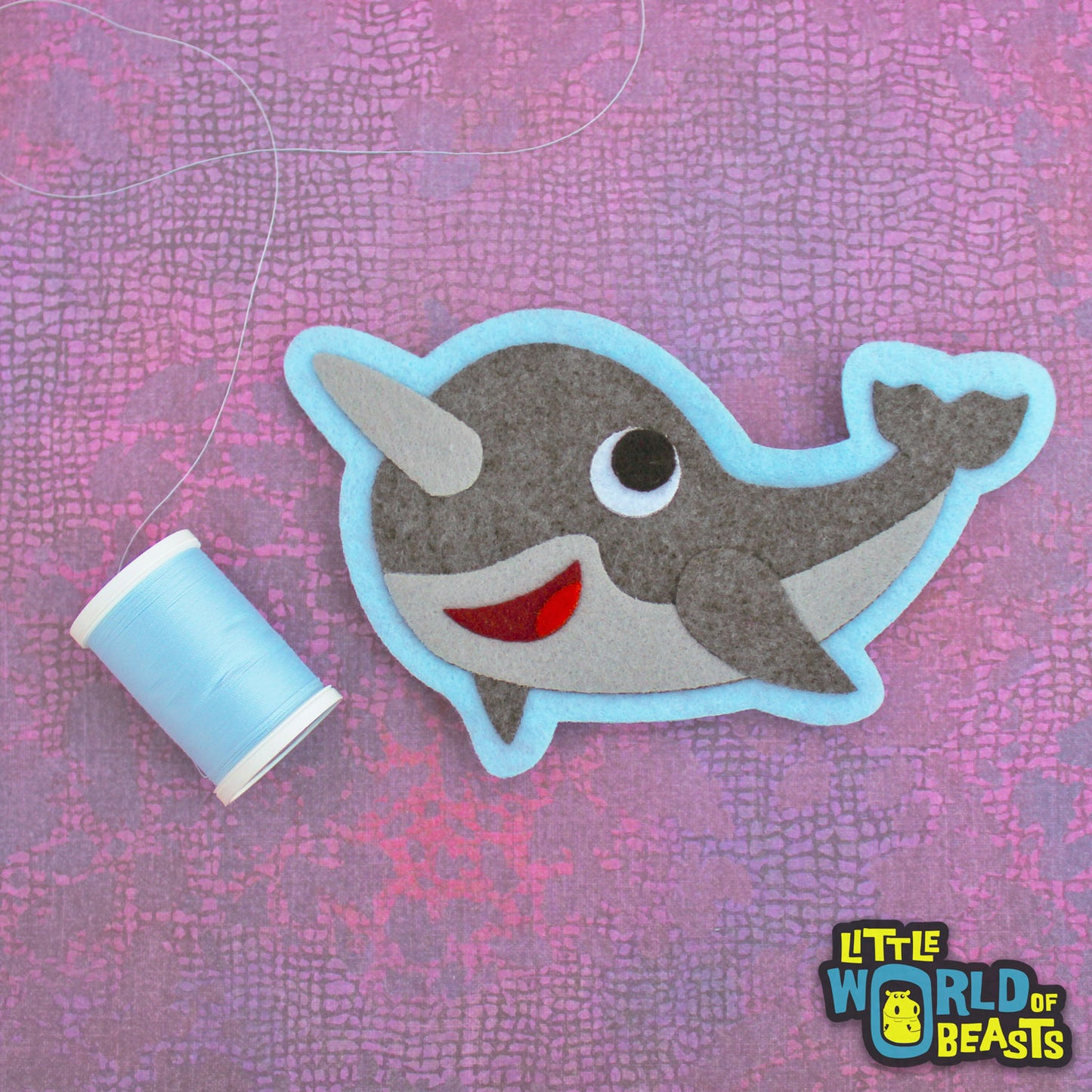Vinnie the Narwhal - Felt Animal - Sew on Patch - Little World of Beasts