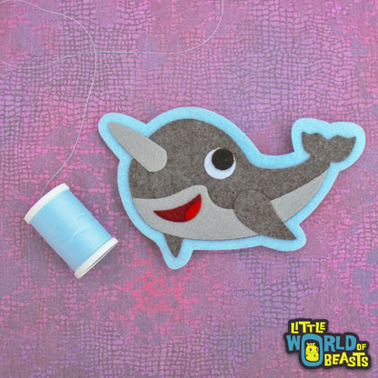 Vinnie the Narwhal - Felt Animal - Sew on Patch - Little World of Beasts