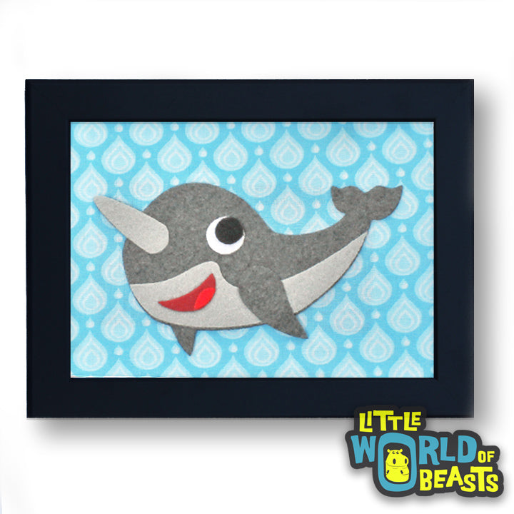 Vinnie the Narwhal - Framed Kids Room Decor -Little World of Beasts