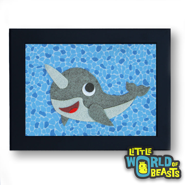 Vinnie the Narwhal - Framed Kids Room Decor -Little World of Beasts