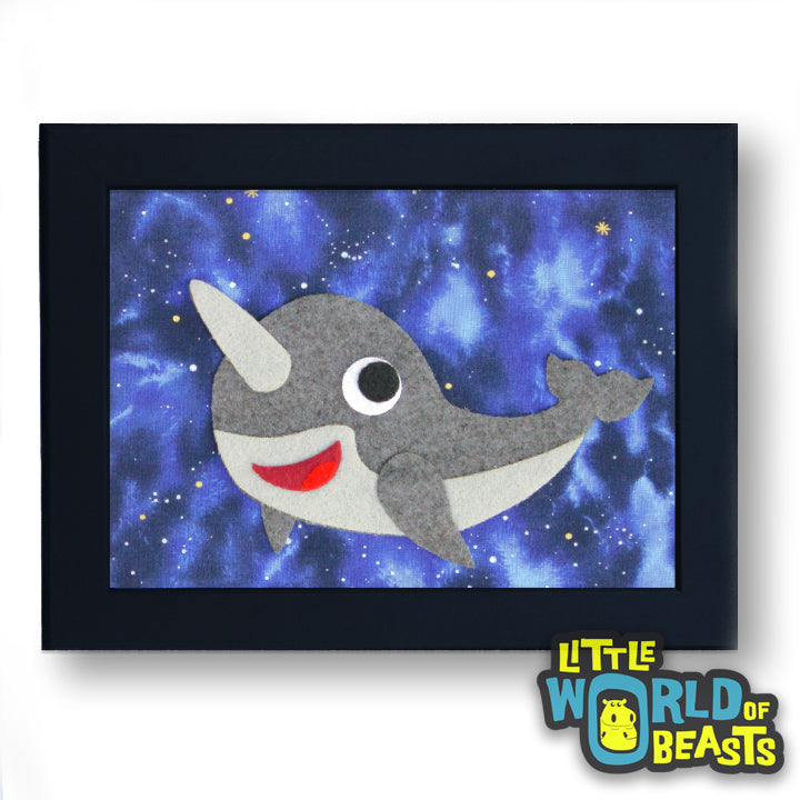 Vinnie the Narwhal - Framed Kids Room Decor -Little World of Beasts