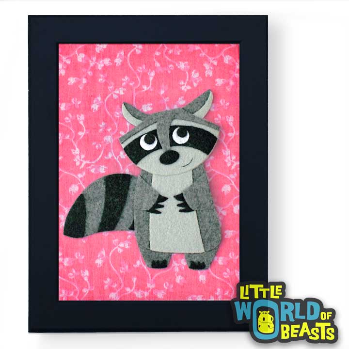 Matilda the Raccoon -Woodland Animal Nursery Decor Framed - Little World of Beasts