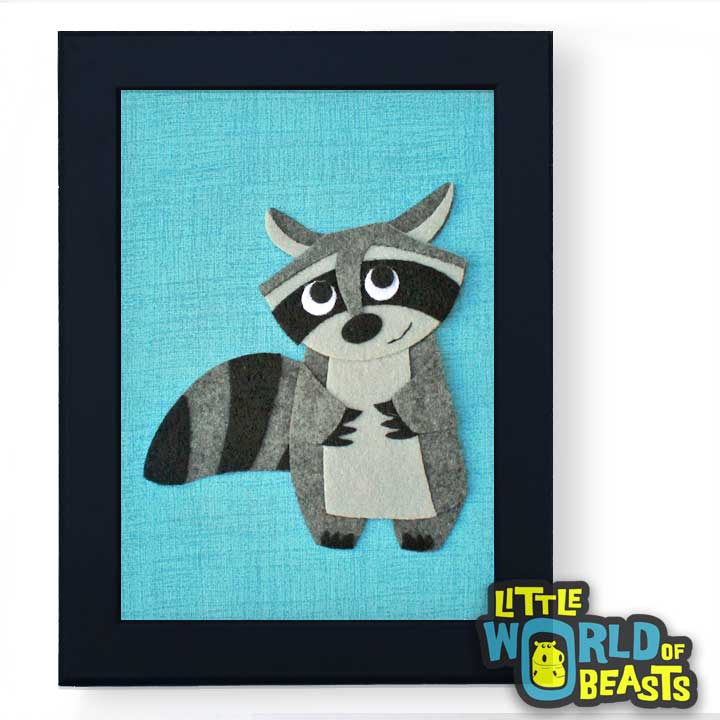 Matilda the Raccoon -Woodland Animal Nursery Decor Framed - Little World of Beasts