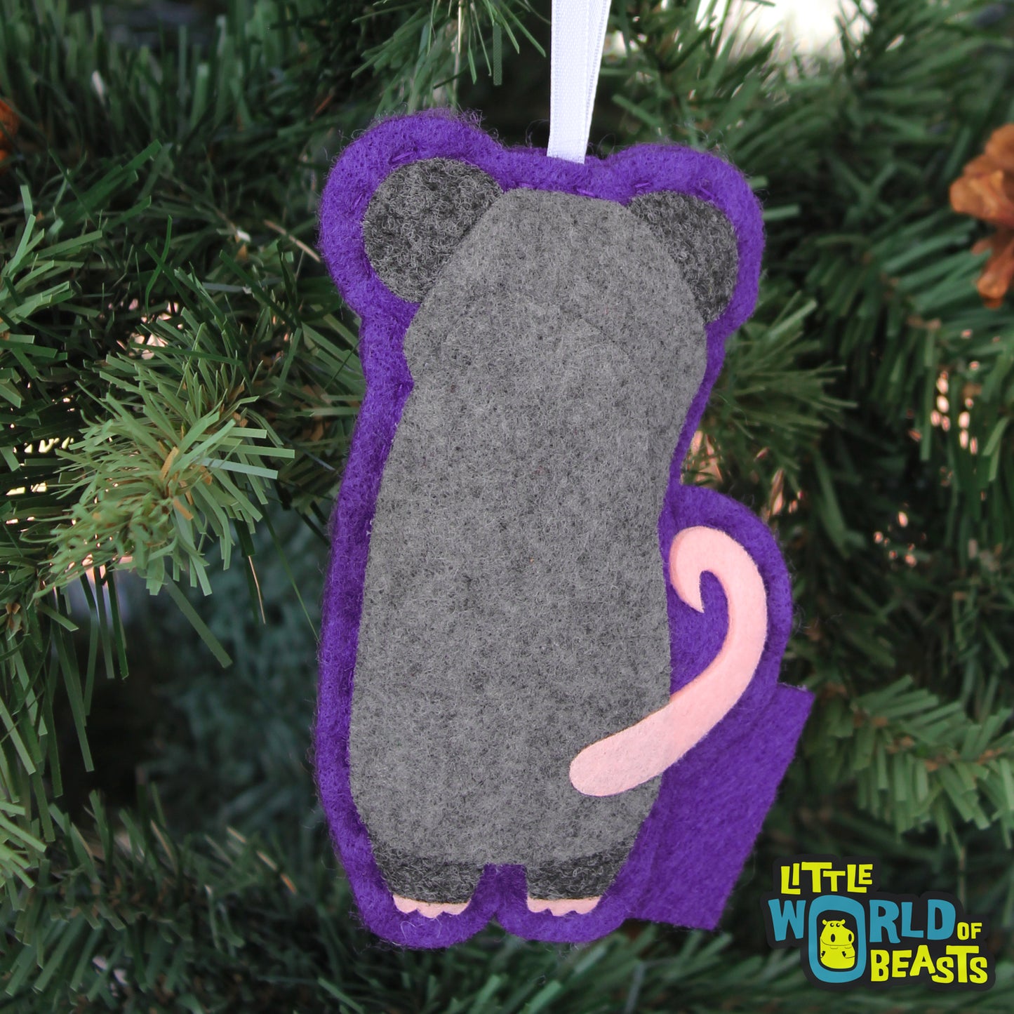 Opossum - Felt Christmas Ornament 