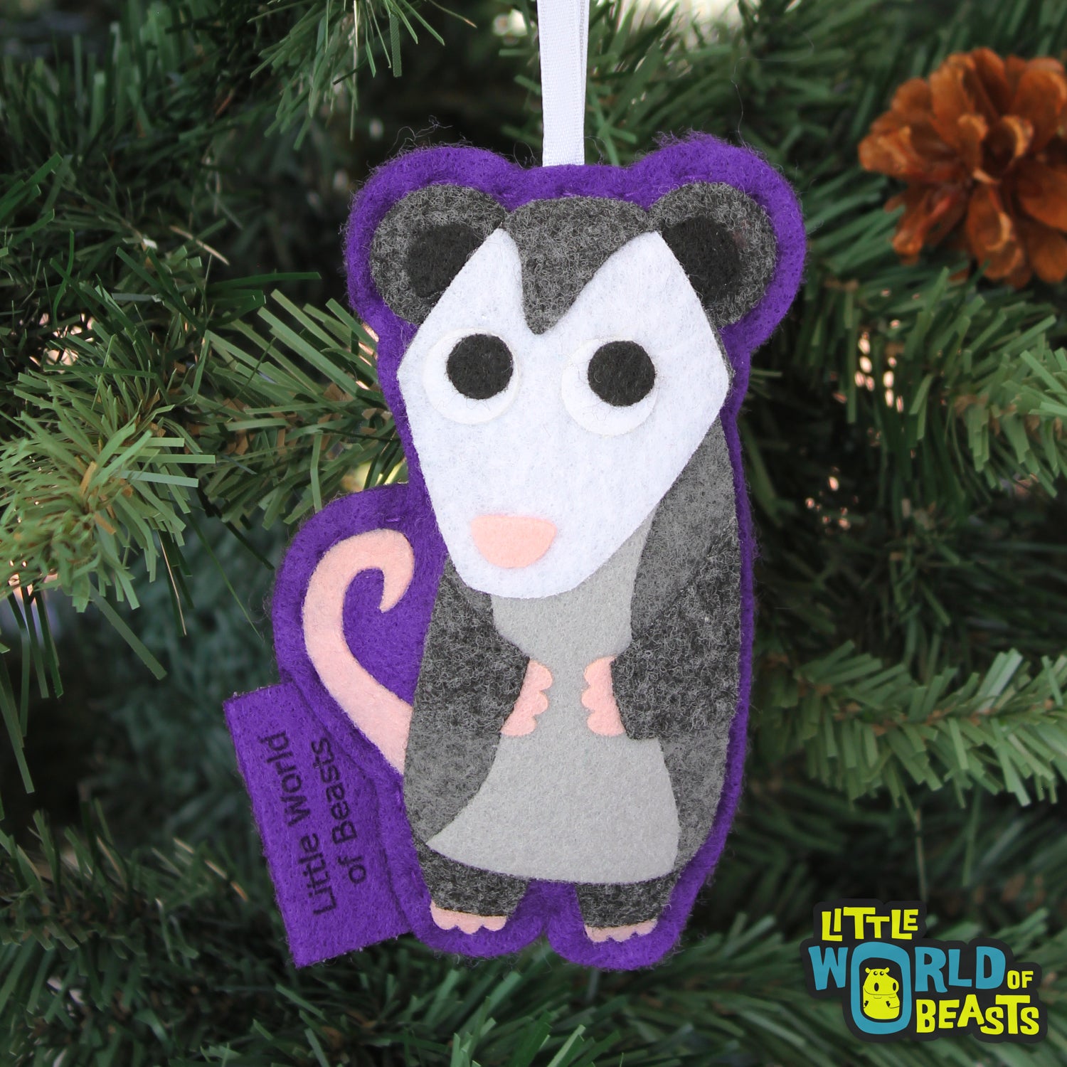 Opossum - Felt Christmas Ornament 
