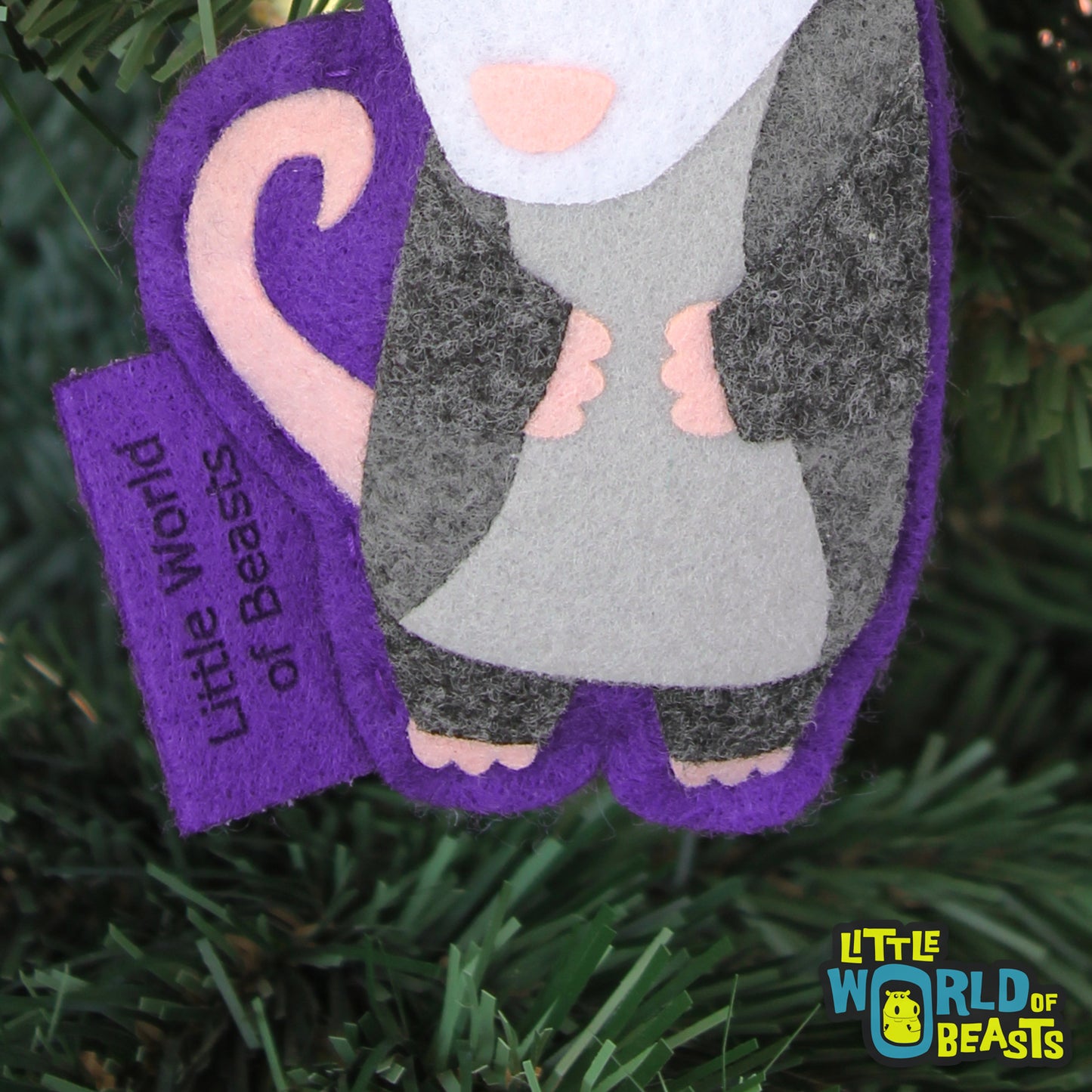 Opossum - Felt Christmas Ornament 