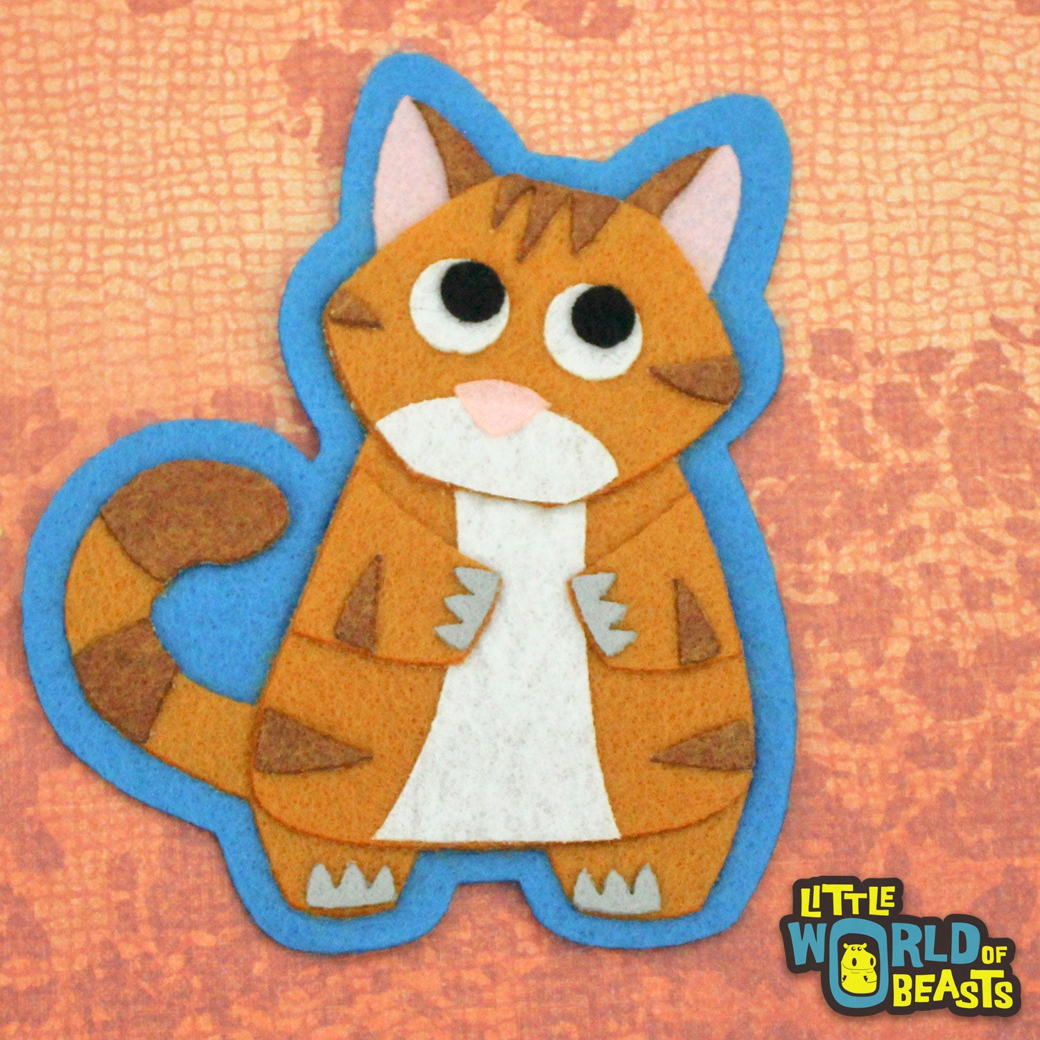 Augustus the Orange Tabby - Felt Cat Applique - Iron On or Sew On Patch