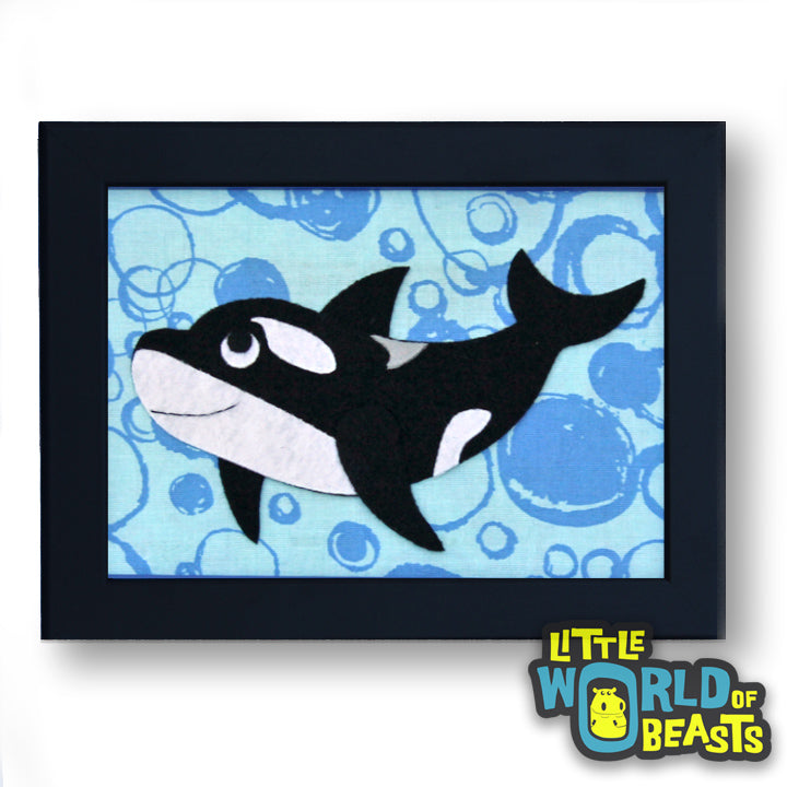 Manny The Orca Framed - Ocean Animal Art - Kids Room Decor - Little World of Beasts