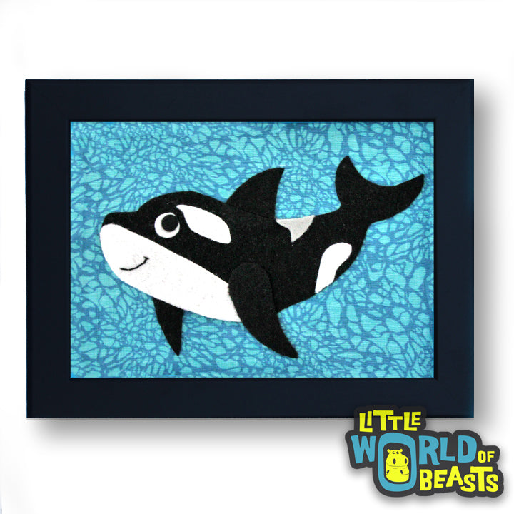 Manny The Orca Framed - Ocean Animal Art - Kids Room Decor - Little World of Beasts