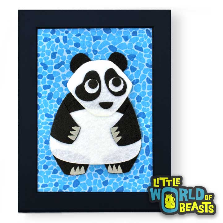 Laurence the Panda - Felt Nursery Art - Framed Felt Animal