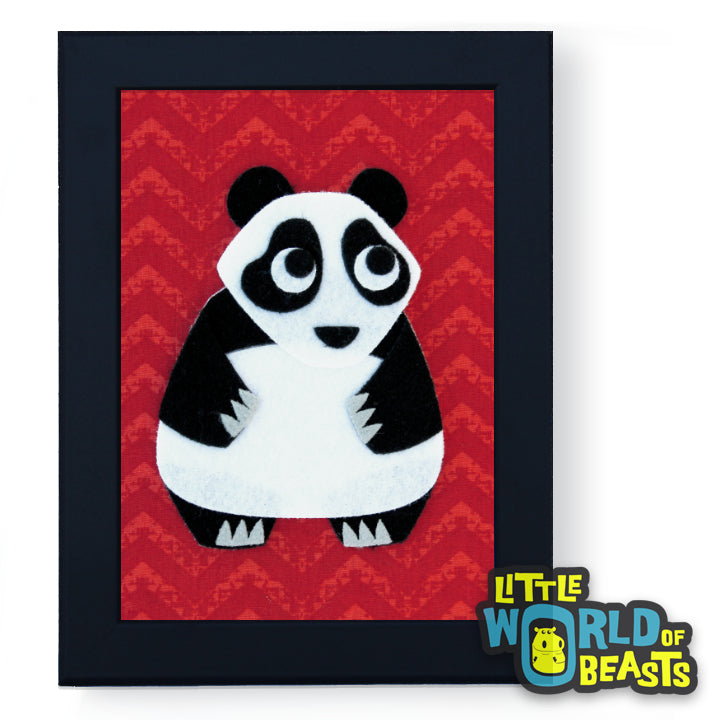 Laurence the Panda - Felt Nursery Art - Framed Felt Animal