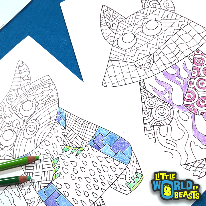 Little World of Beasts Coloring Book Download - Patterned