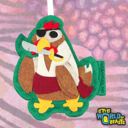 Pirate Chicken - Felt Animal Christmas Ornament