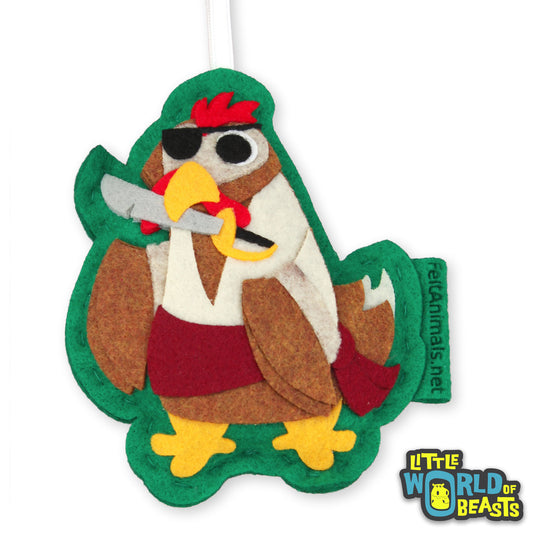 Pirate Chicken - Felt Animal Christmas Ornament