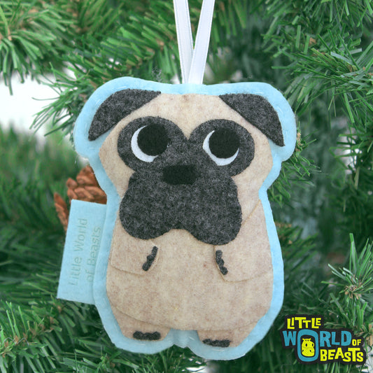 Pug Felt Christmas Ornament