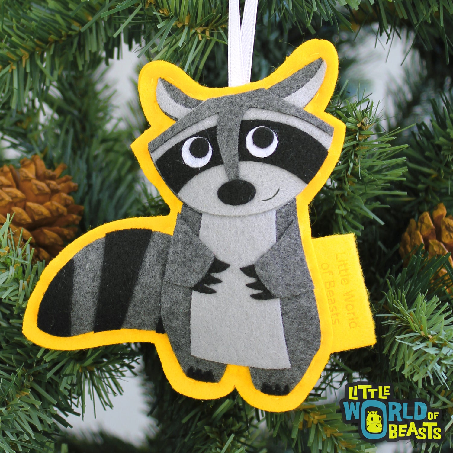 Personalizable Felt Ornament - Raccoon