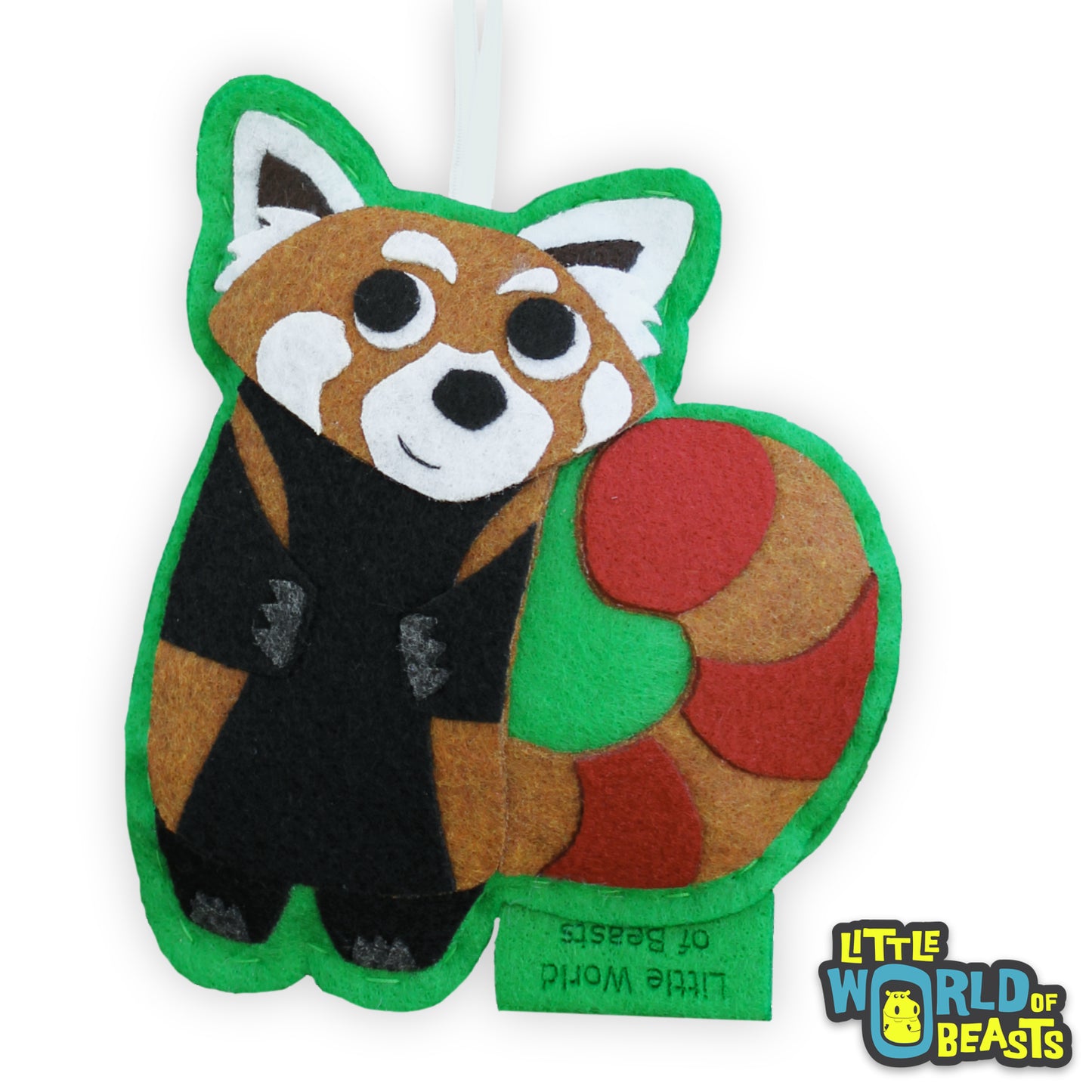 Handmade Felt Animal Ornament with Personalizable Back - Red Panda