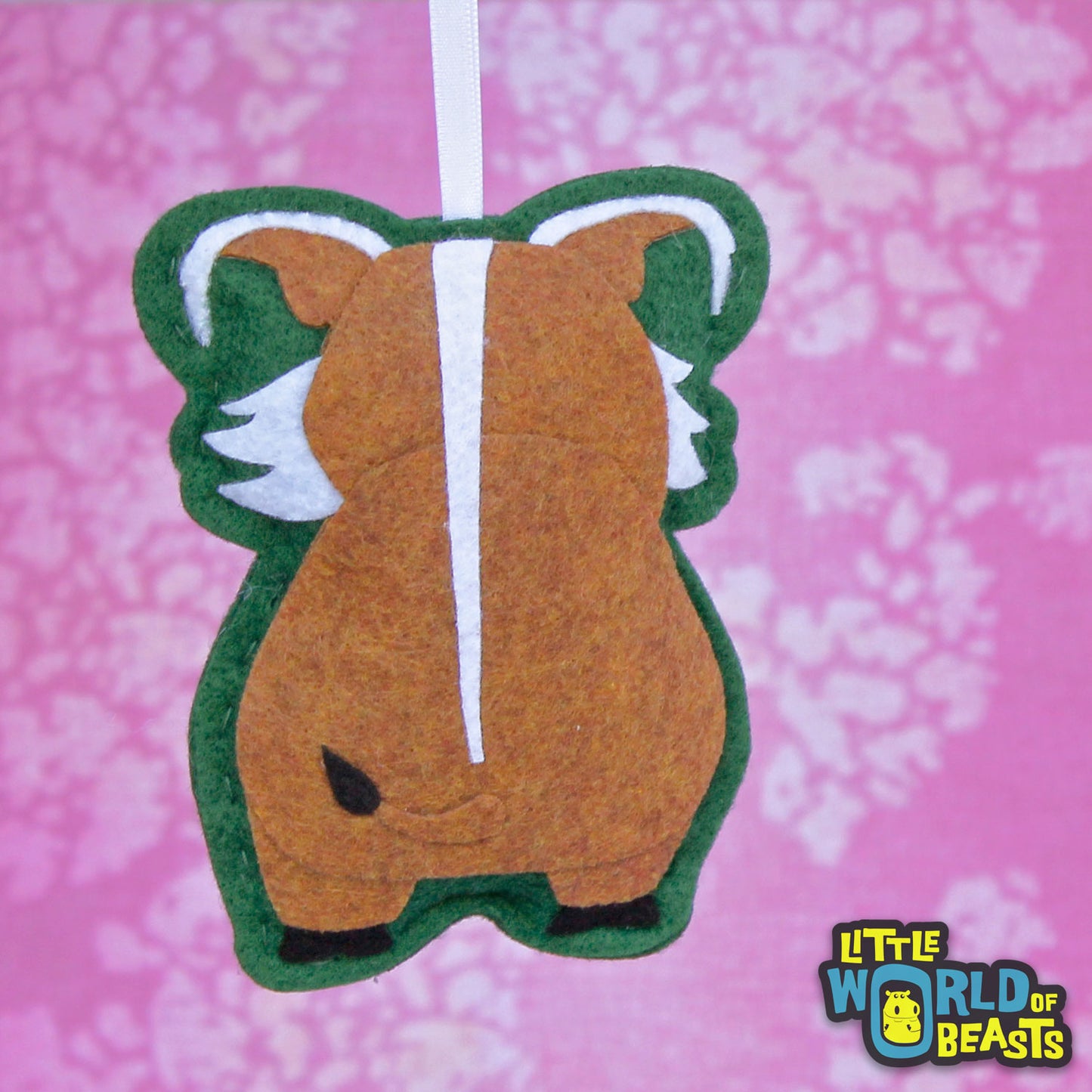 Handmade Felt Animal Christmas Ornament - Red  River Hog