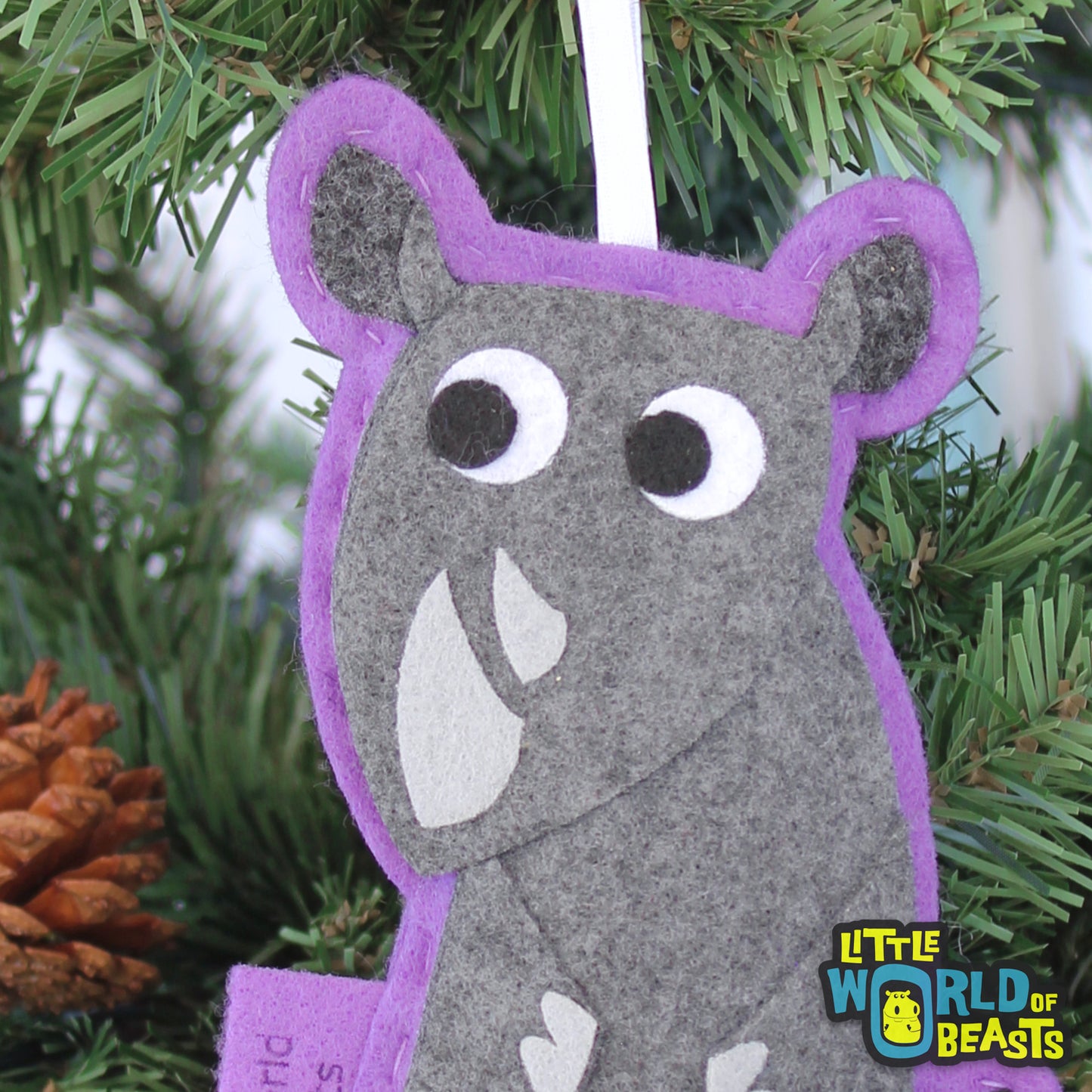 Rhino - Felt Animal Ornament