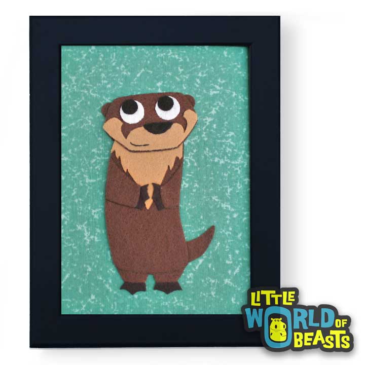 Bastian the Otter - Felt Animal Nursery Decor Framed - Little World of Beasts