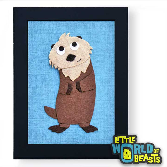 Dmitri the Sea Otter - Framed - Felt Animal Nursery Decor - Little World of Beasts