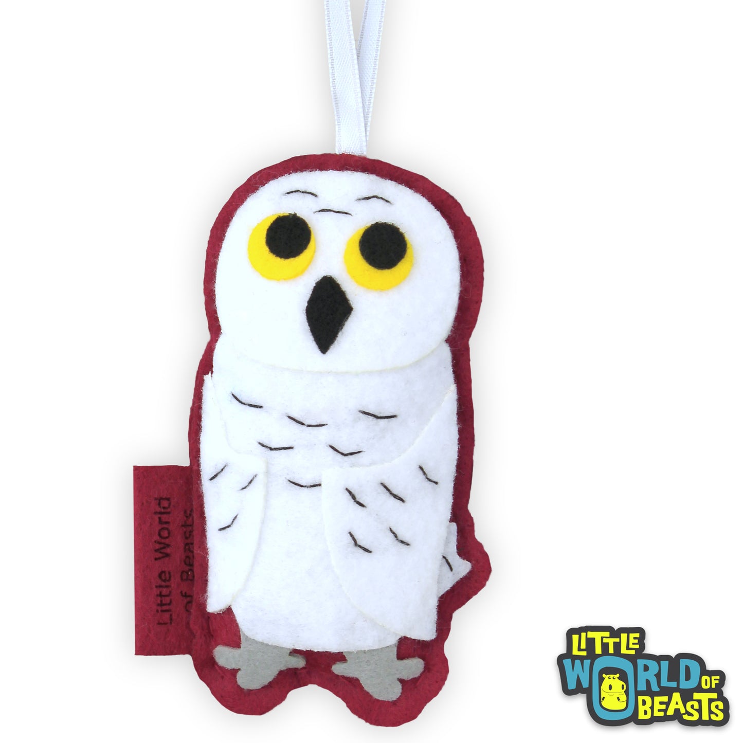 Felt Snowy Owl Ornament with Personalized Back