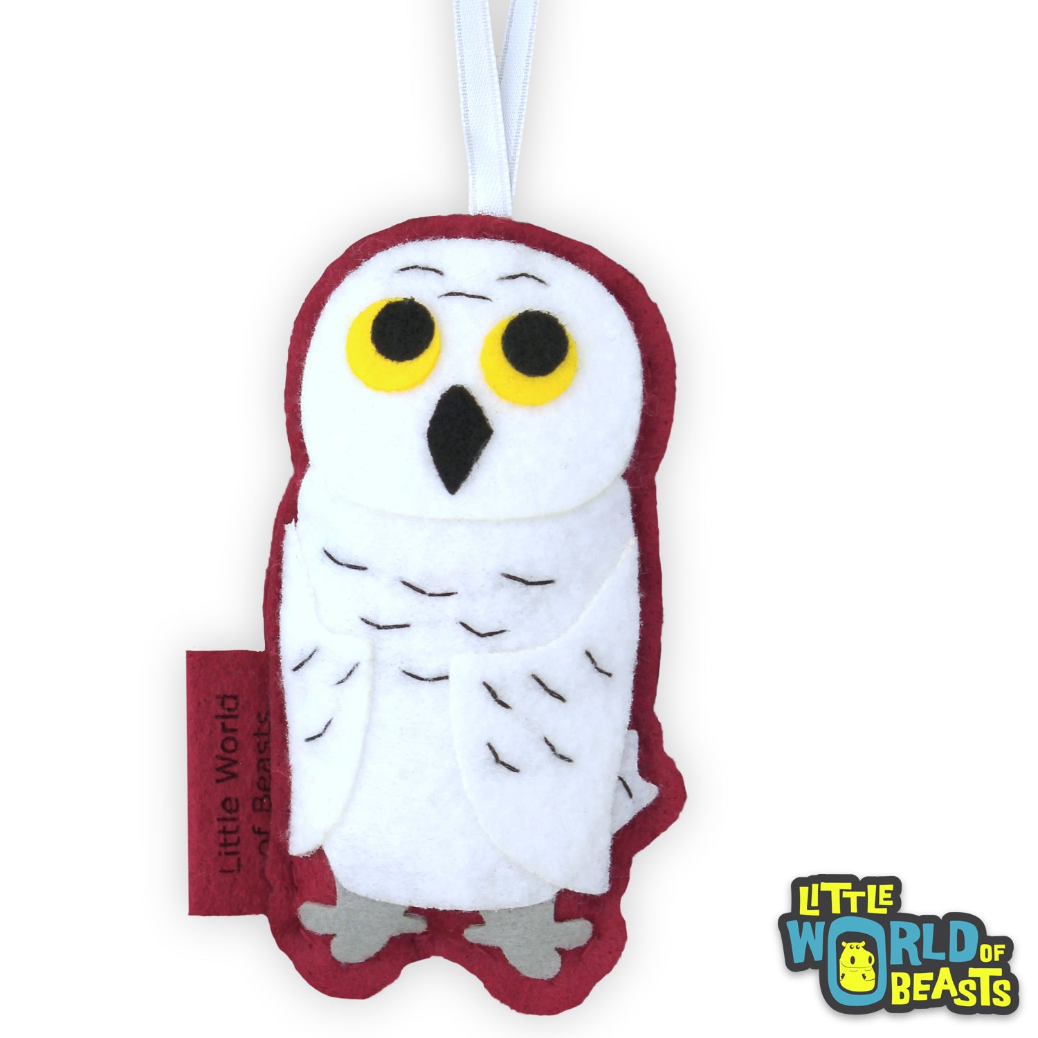 Felt Snowy Owl Ornament with Personalized Back