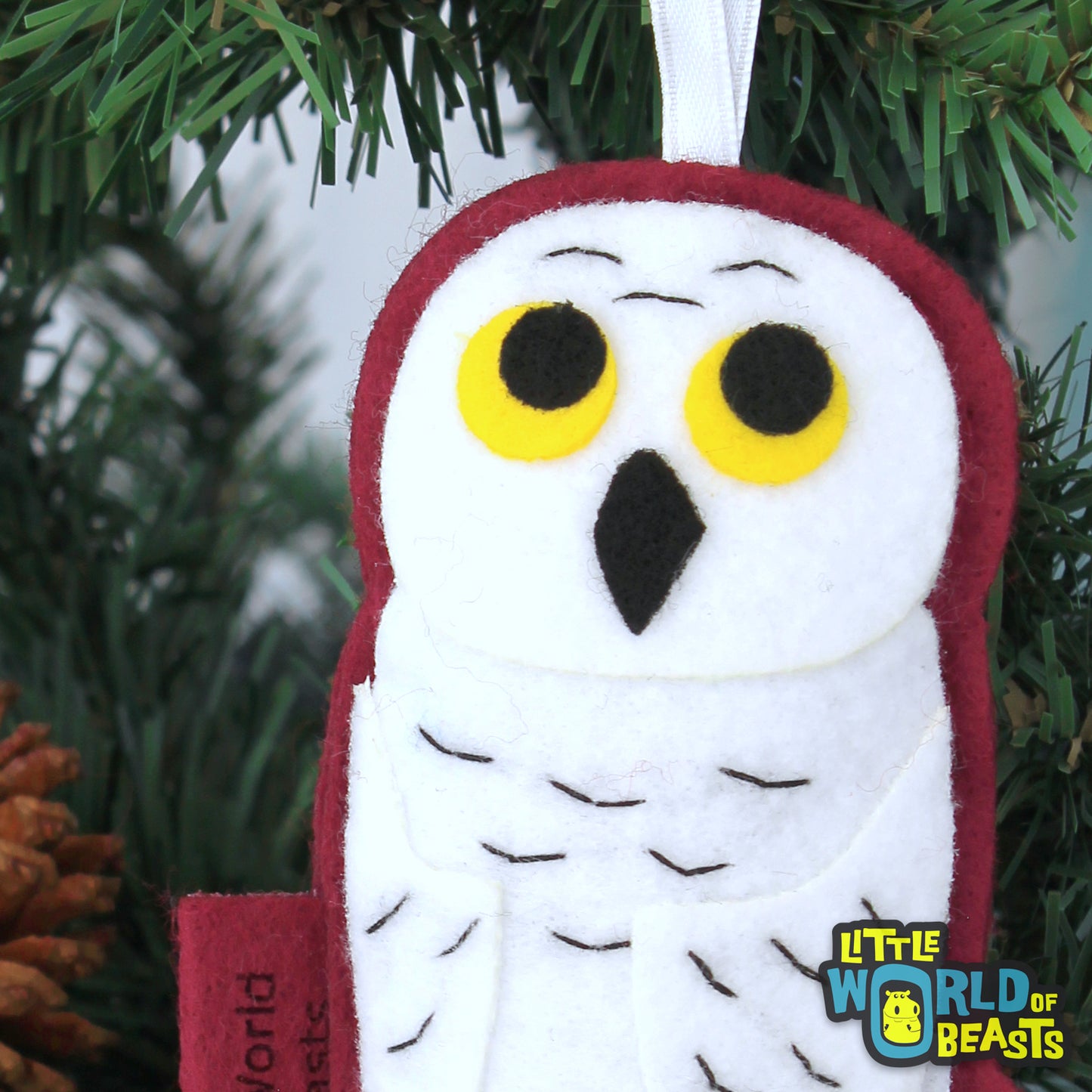 Farmhouse Pottery Felted Woodland Animal Ornament - Oliver Owl