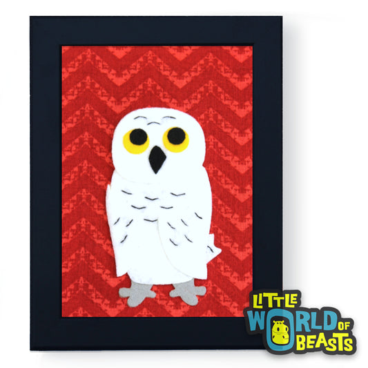 Oliver the Snowy Owl - Framed Nursery Art - Little World of Beasts