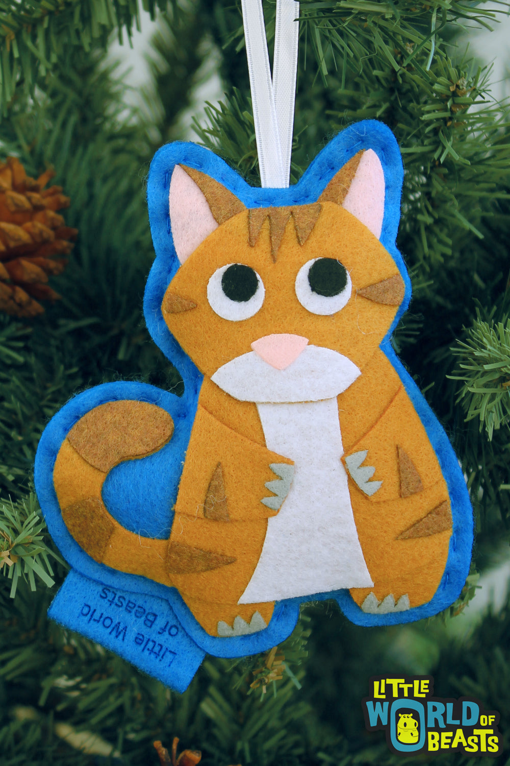 Personalizable Orange Tabby Felt Christmas Ornament