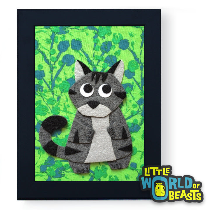 Hazel the Grey Tabby - Framed Cat Kids Room Decor - The Squshies