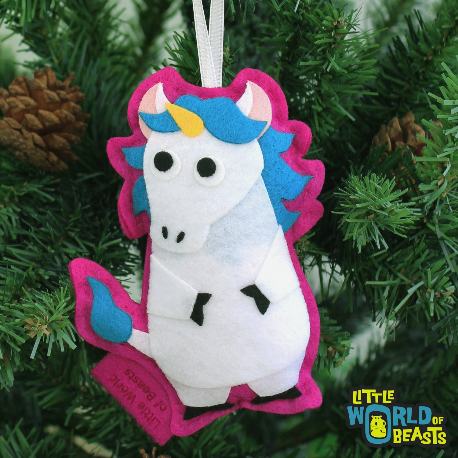 Little World of Beasts - Unicorn Felt Christmas Tree Ornament