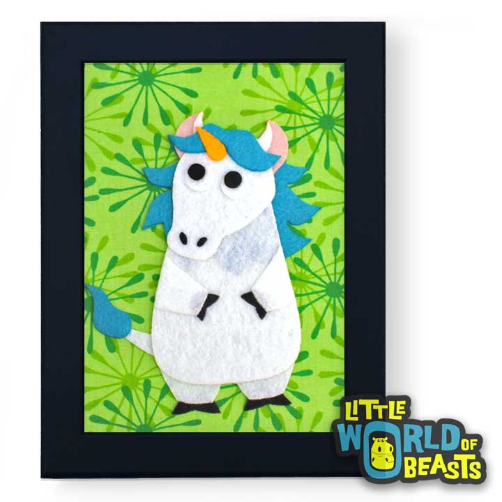 Charlemagne the Unicorn - Framed Nursery Art - Little World of Beasts