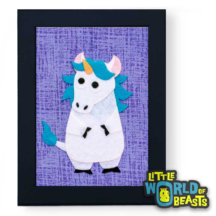 Charlemagne the Unicorn - Framed Nursery Art - Little World of Beasts