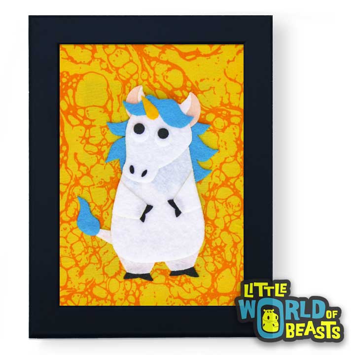 Charlemagne the Unicorn - Framed Nursery Art - Little World of Beasts