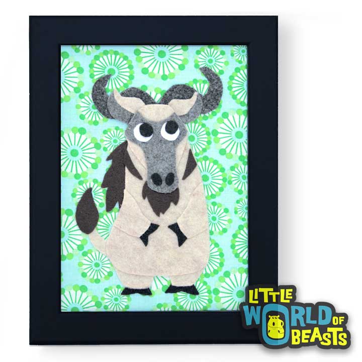 Quincy the Wildebeest - Framed Nursery Art - Little World of Beasts