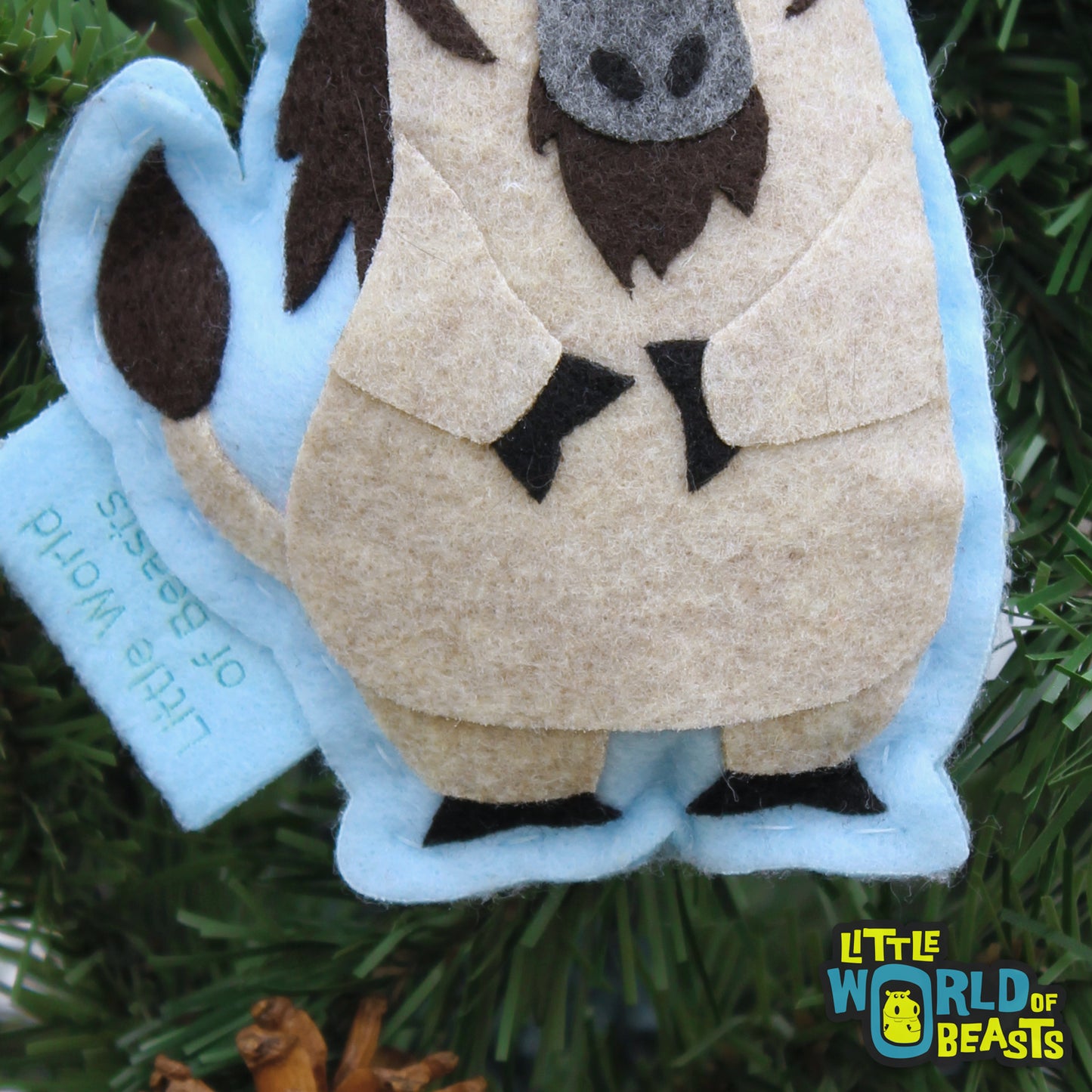 Felt Animal Christmas Ornament - Wildebeest