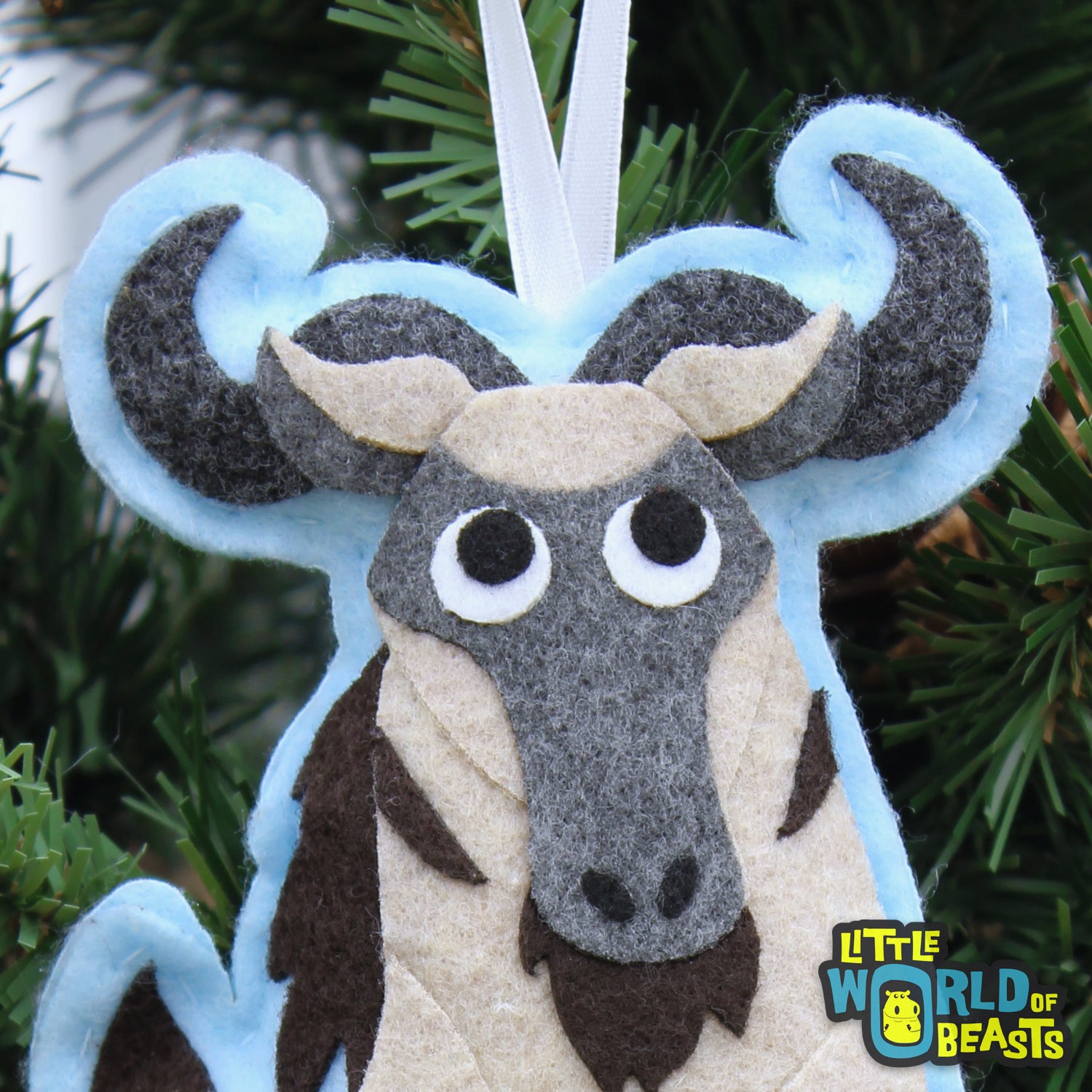 Felt Animal Christmas Ornament - Wildebeest