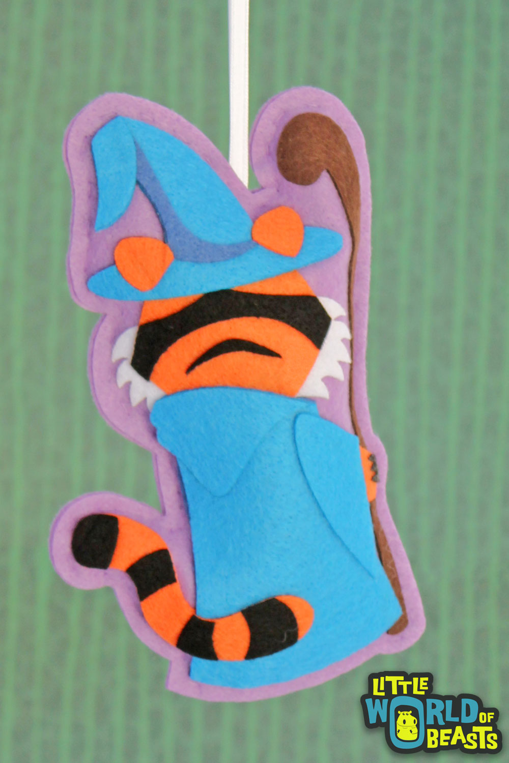 Tiger Wizard Ornament - Felt RPG Lover Gift