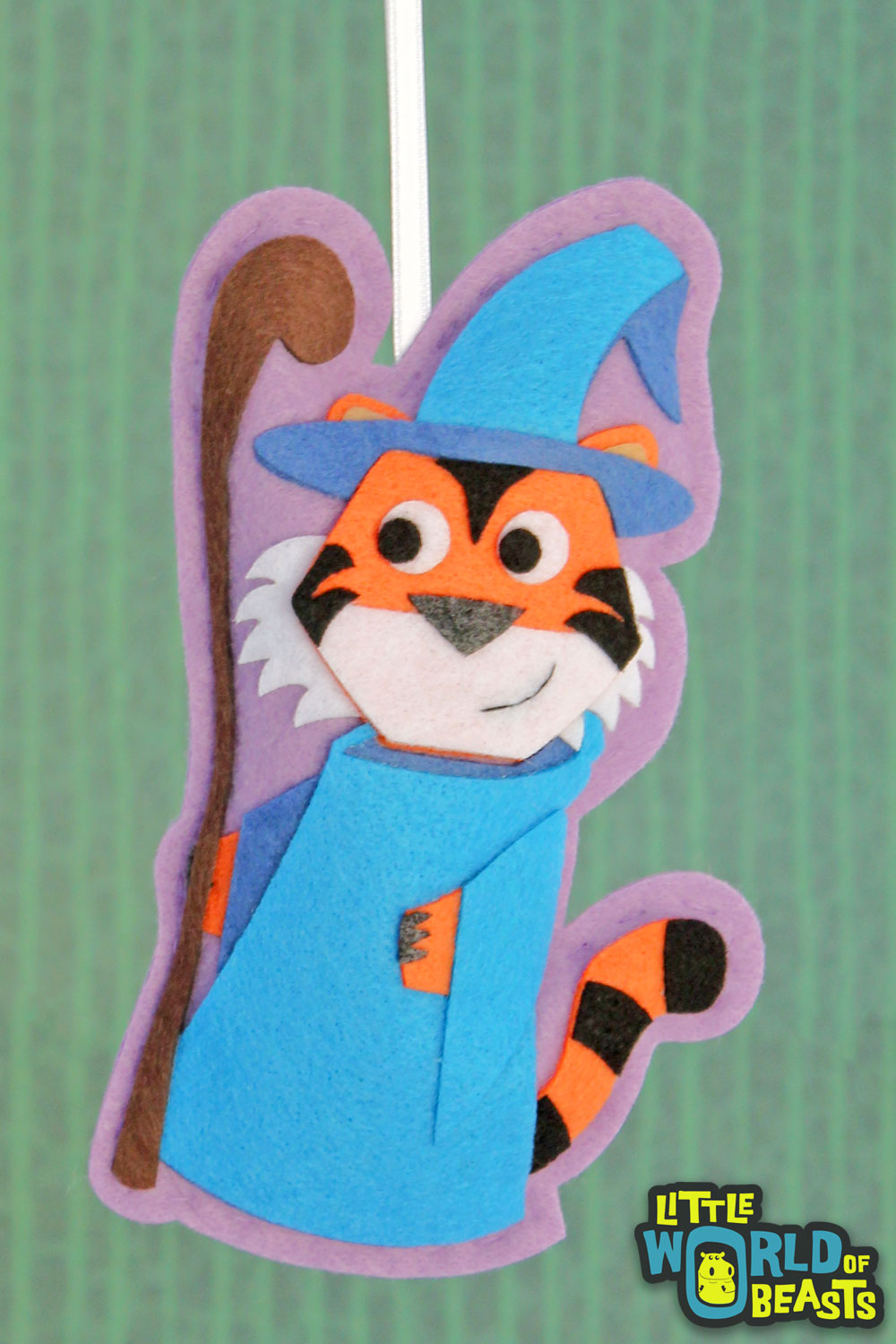 Tiger Wizard Ornament - Felt RPG Lover Gift