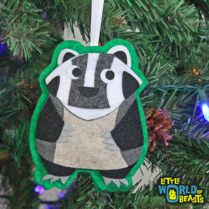 Handmade Felt Christmas Tree Ornament - Badger