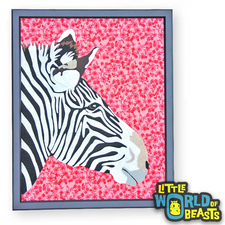 Zebra - Wildlife Portrait - Felt Animal Art