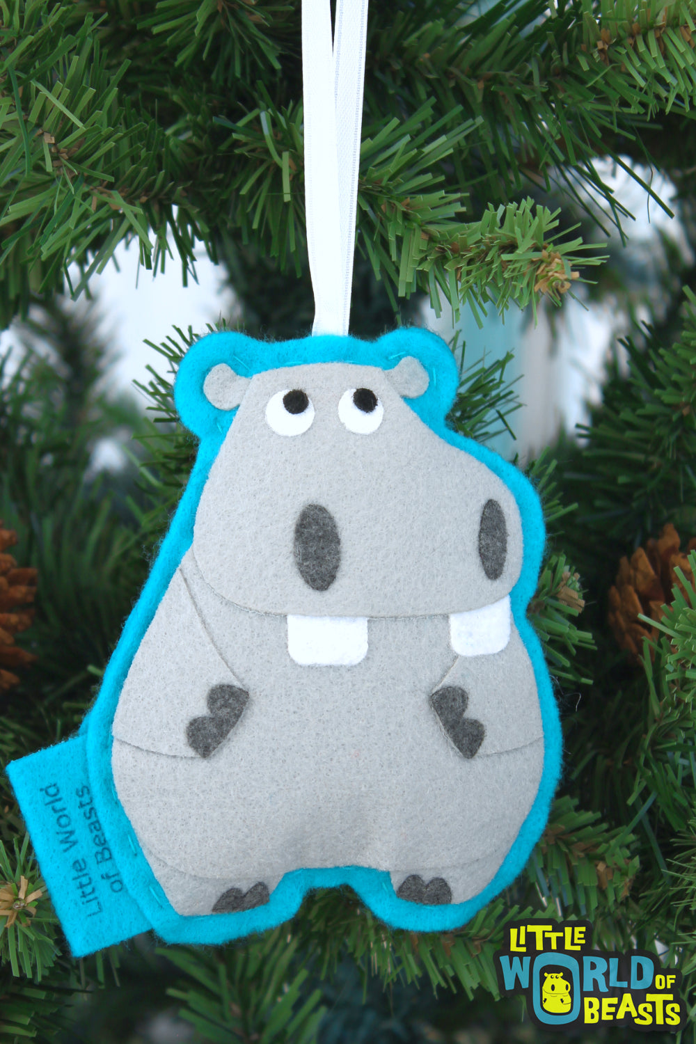 Felt Animal Ornament - Hippo