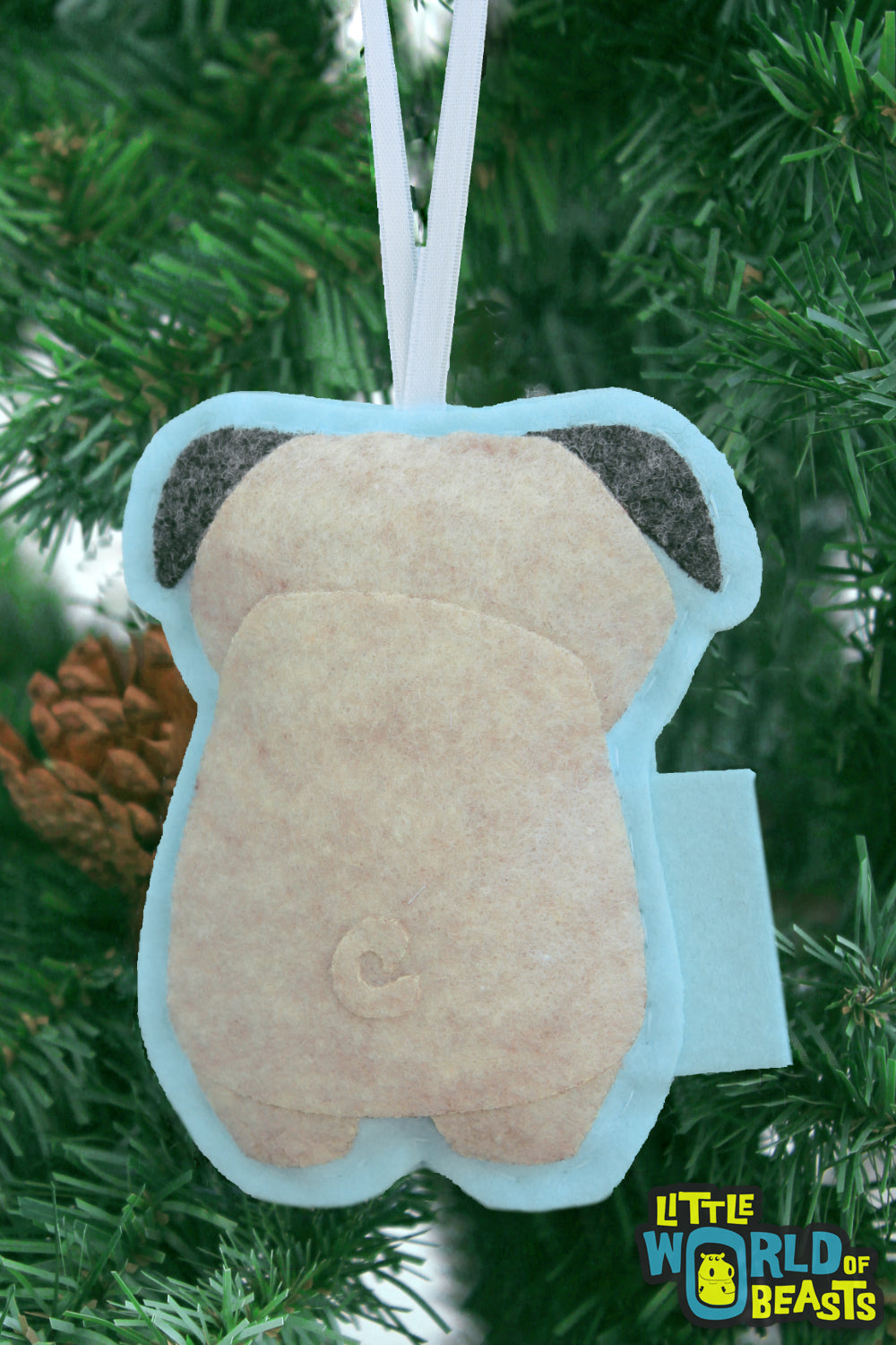 Dog Breed Pug - Handmade Felt Christmas Ornament