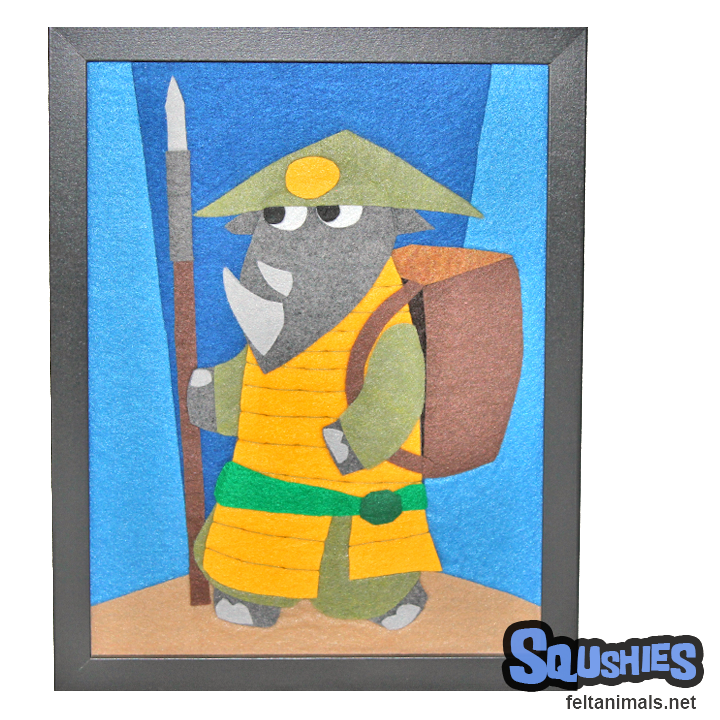 Ashigaru Rhino - Felt Animal Illustration 