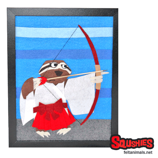 Shrine Maiden Sloth - Felt Animal Illustration - The Squshies