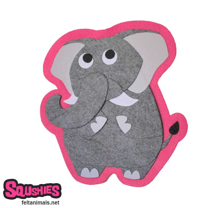 Elephant Wall Hanging - Felt Nursery Animal Art - The Squshies