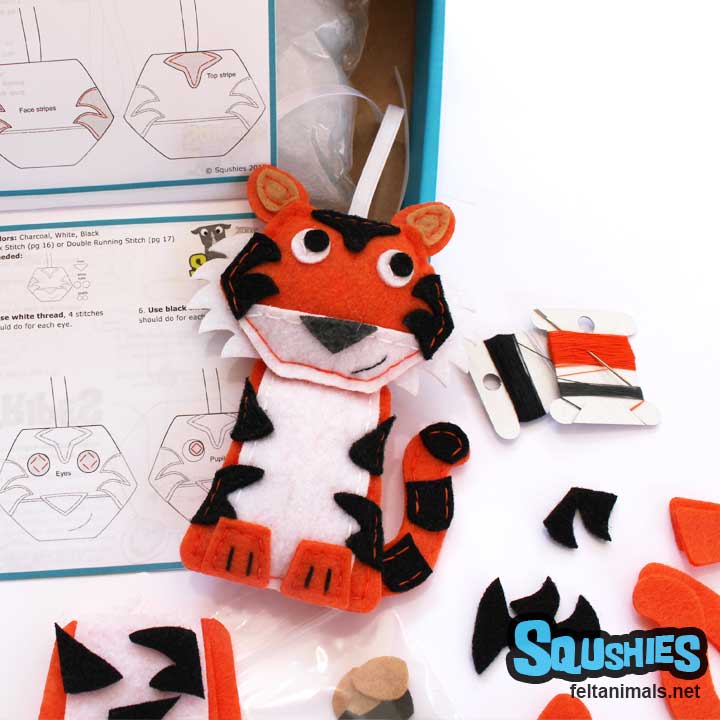 Tiger - Felt Animal - Pre-cut Felt Ornament Kit- The Squshies – Little  World of Beasts