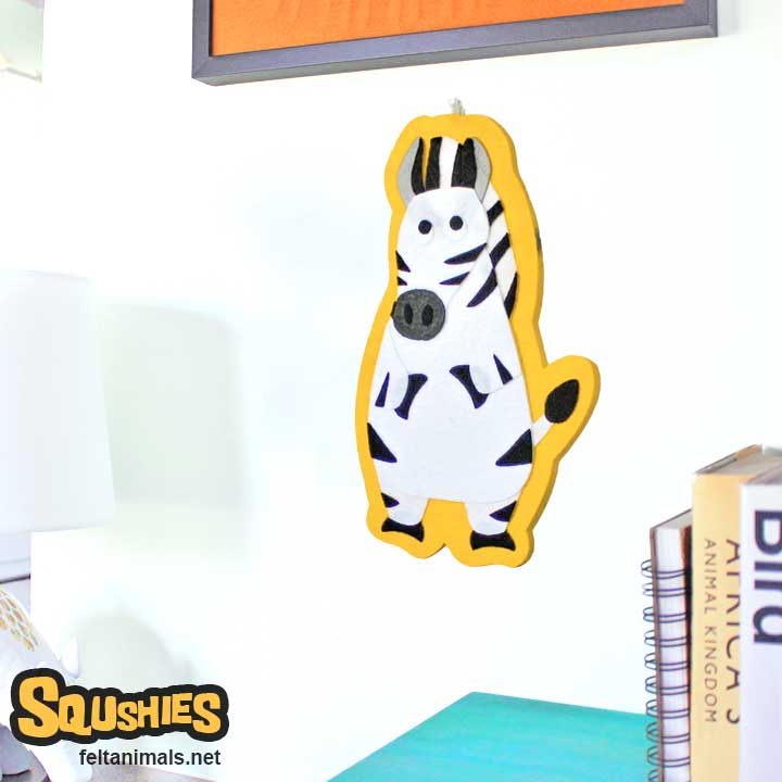 Zebra - Felt Wall Hanging - Zoo Animal Nursery Art - The Squshies